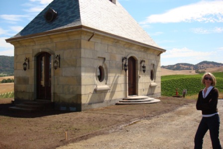 DAC-ART stone cottage as guest house. Setting of associated stone chateau among California vineyards